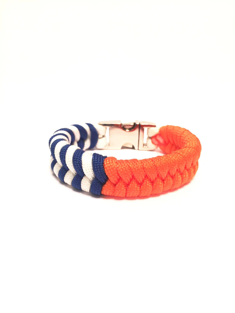 New York Knicks Orang and Blue and White Stripe Paracord Survival Bracelet